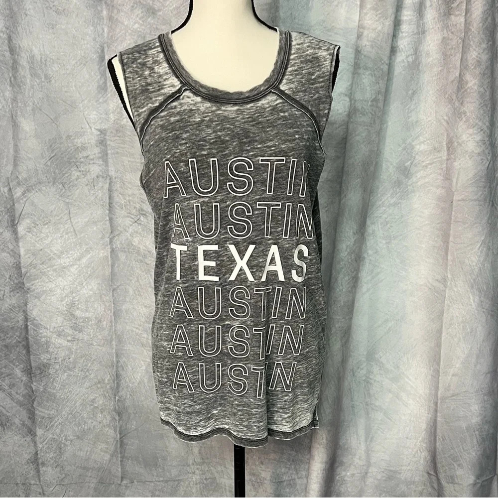 Grayson Threads Austin Texas Sleeveless Gray Burnout Tank Top - size Large - Picture 2 of 9